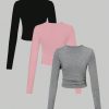 2pcs/Set  Basics Tee With Ruched Sides, Versatile Undershirts