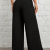 Women's Solid Color Waist Wrap Black Wide Leg Pants
