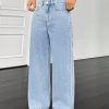 Women's Fashion Versatile Washed Slant Pocket Loose Wide Leg Jeans