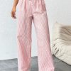 Women's Tie Waist Pinstripe Straight Leg Pants