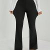 Women's Solid Color Flared Black Velvet Trousers