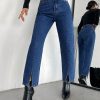 Split Hem Straight Leg Jeans