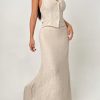 Halter-Neck Buttoned Top And Elegant Loose Skirt Two-Piece Set