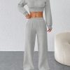 Women's FashionableZip Front Hooded Sweatshirt And Pants Two Piece Set