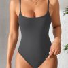 Women's Solid Color Casual Strap Bodysuit, Summer