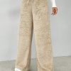 Drawstring Waist Teddy Wide Leg Pants