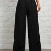 Women's Solid Color Waist Wrap Black Wide Leg Pants