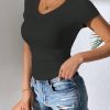 Women's Casual Top With V-Neckline And Cinched Waist
