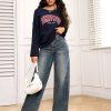 Casual Washed Straight Leg Jeans