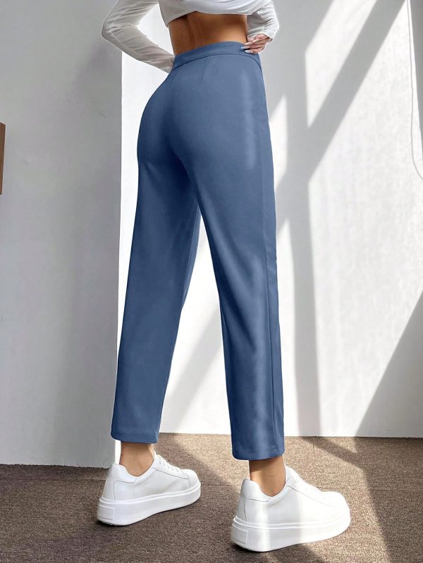 Solid Seam Detail Cropped Pants