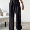 Women's Solid Color High Waist Pleated Wide Leg Loose Pants With Refined Elegant Style