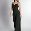 Solid Color Twist Strap Wide Leg Jumpsuit