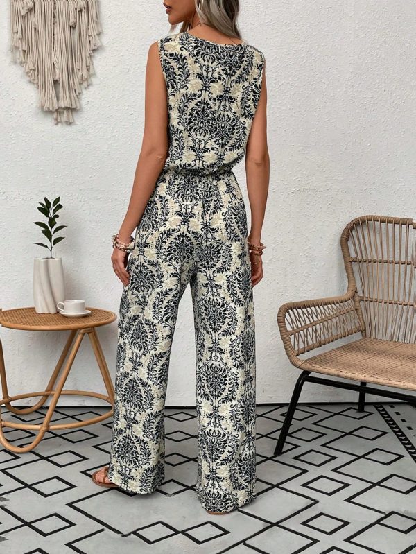 Women Full Print Sleeveless Jumpsuit