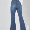 High Waist Raw Hem Flare Leg Jeans