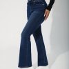 Denim Flare Pants With Front Button Closure