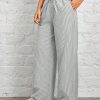 Women's Casual High Waist Gray Vertical Striped Wide Leg Pants