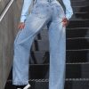 Women's Pocket Loose Fit Casual Wide Leg Jeans