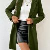 Women's Solid Color Front Button Long Sleeve Flat Collar Minimalist Jacket, Casual For Daily Wear
