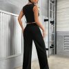 Women'S Solid Colored Vest And Long Pants Set