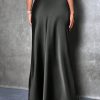 Elegant Versatile Black Satin Skirt For Women, Girly Style