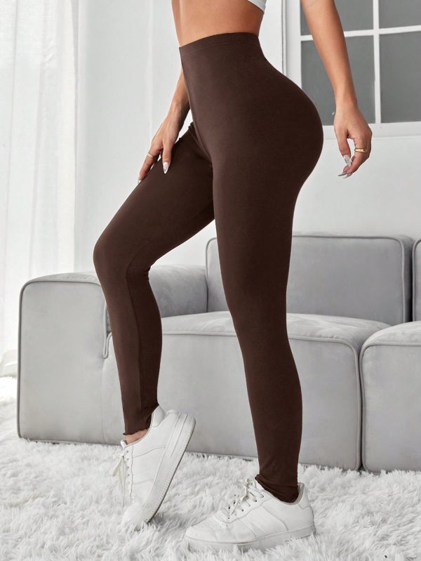Solid High Waist Bodycon Leggings