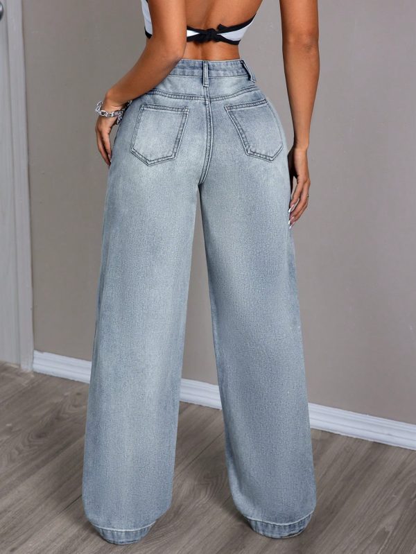 Women Fashionable Minimalist Loose Fit Casual Daily Denim Jeans