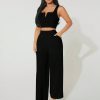 Women's Notch Neck Cropped Vest And Wide Leg Pants 2pcs/Set For Summer