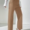 Women Solid Color Woven Casual Straight-Leg Pants