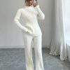 Women's Ribbed 2 Piece Knitted Set, Casual Loose Fit Pullover Sweater, Autumn Winter