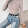 3pcs Turtle Neck Ribbed Knit Sweater