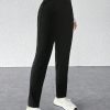 Solid Plicated Detail Black Pants