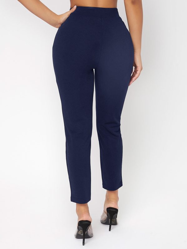 High Waist Double Button Skinny Cropped Pants