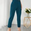 High Waist Press Crease Tapered Black Summer Pants