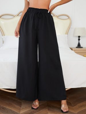 Tie Paperbag WaistBlack Dress Pants