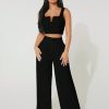 Women's Notch Neck Cropped Vest And Wide Leg Pants 2pcs/Set For Summer