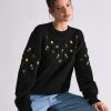 WOMEN FLOWER EMBRODERY FANCY SWEATER