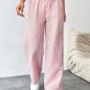 Women's Tie Waist Pinstripe Straight Leg Pants