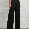 Spring/Summer Overlapping Waist Seam Black Trousers Wide Leg Pants