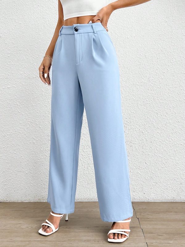 Casual Commuting Solid Color Wide Leg Pants
