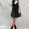 Solid Corduroy Overall Dress Without Sweater