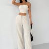 Linen Fabrics Solid Color Halter Top And Pants Casual Set