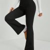 Women's Solid Color Flared Black Velvet Trousers