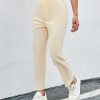 Women's Solid Color Edging Decorated Long Pants