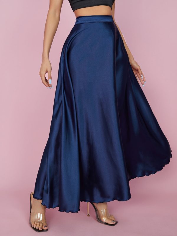 High Waist Solid Flared Party Women Skirt