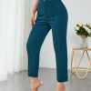 High Waist Press Crease Tapered Black Summer Pants