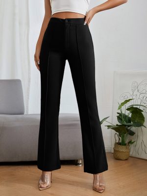 High Waist Press CreaseFlare Leg Pants