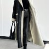 Women's Dual Pocket Belted Teddy Lined PU Leather Coat