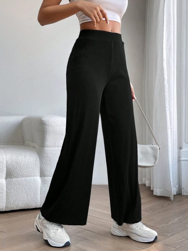 Solid Wide Leg Dress Pants
