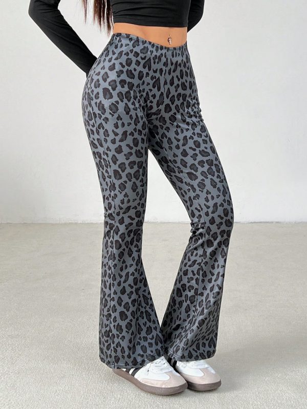 Women's Leopard Print Slim Flared Pants