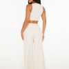 Button Front Vest Jacket & Wide Leg Pants